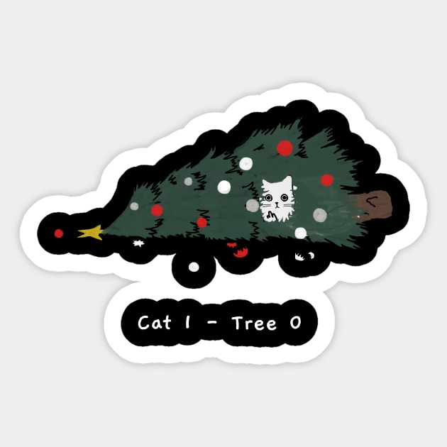 Christmas tree (white caption) Sticker by KentheCat